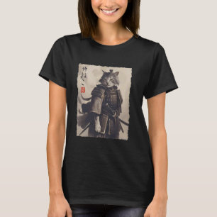 Samurai-Katze Krieger Ukiyo-Tinte-Kunstwerk Katze T-Shirt