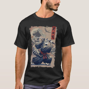 Samurai-Katze Krieger Ukiyo-Tinte-Kunstwerk Katze T-Shirt