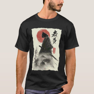 Samurai-Katze Lustige japanische Kunst Krieger Uki T-Shirt