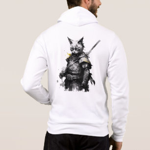 Samurai-Katze mit Katana, schwarz und gelb Hoodie