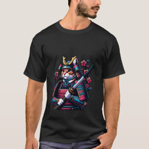 Samurai-Katze mit Kirschblüten Japan Krieger T-Shirt