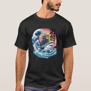 Samurai-Katze Ninja Japanische Katze Hai Kanagawa T-Shirt