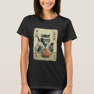Samurai-Katze Ninja Ramen Nudeln Japanisch T-Shirt