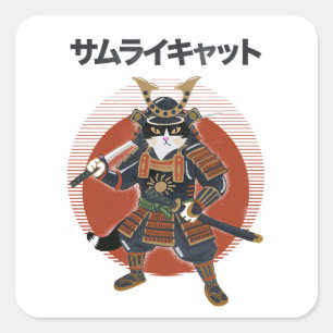 Samurai-Katze Quadratischer Aufkleber