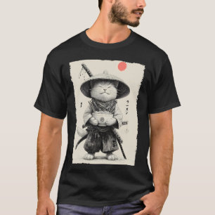 Samurai-Katze Ramen Ästhetik Japanische Ukiyo-e An T-Shirt