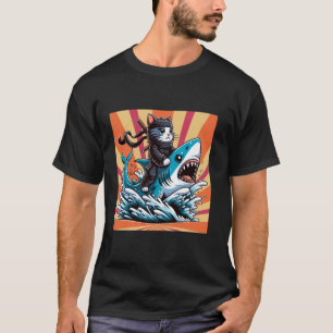 Samurai-Katze Retro-Ninja Japanische Katze Hai Kan T-Shirt