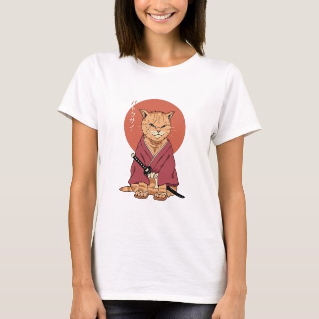 Samurai-Katze T-Shirt (Vorderseite)