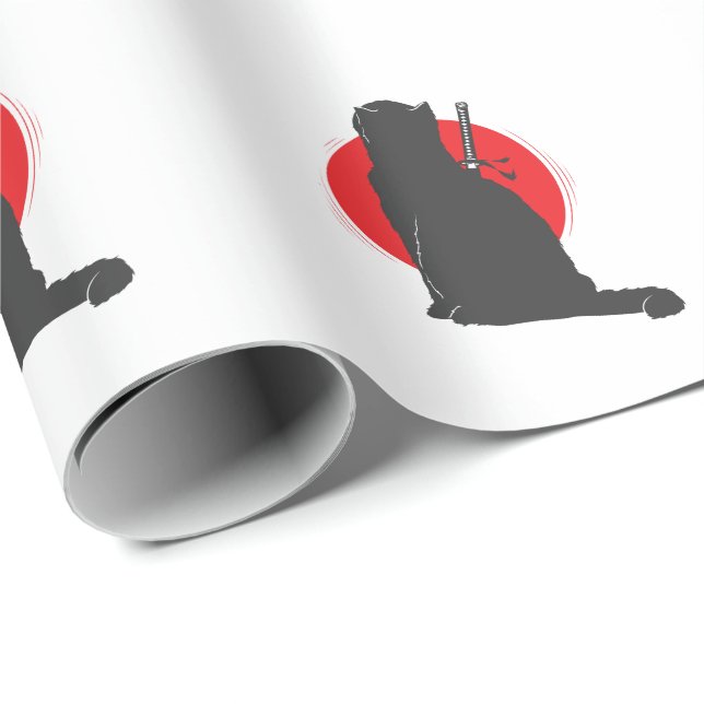 Samurai Katze trägt ihr Schwert Geschenkpapier (Rolleneckpunkt)