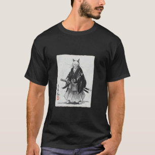 Samurai-Katze Ukiyo-e Tinten Kunst u2013 Japanisch T-Shirt
