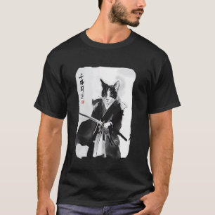 Samurai-Katze Vintage Japanische Ukiyo-e Krieger K T-Shirt