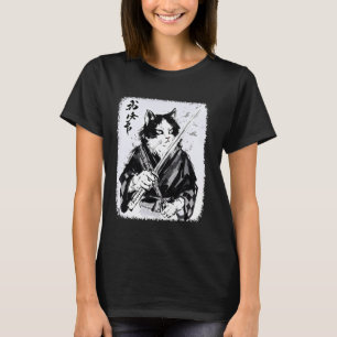 Samurai-Katze Vintage Japanische Ukiyo-e-Kunst Kri T-Shirt