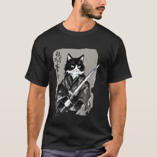 Samurai-Katze Vintage Japanische Ukiyo-e-Kunst Kri T-Shirt