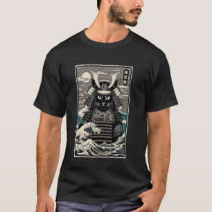 Samurai-Katze Vintage Japanische Ukiyo-e-Kunst T-Shirt