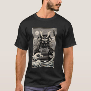 Samurai-Katze Vintage Japanische Ukiyo-e-Kunst T-Shirt