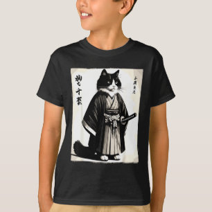 Samurai-Katze Vintage Krieger japanisches Anime  T-Shirt