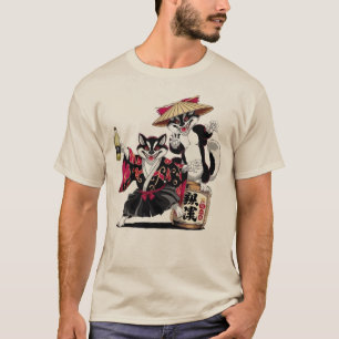 Samurai-Katzen-Sake-Party T-Shirt