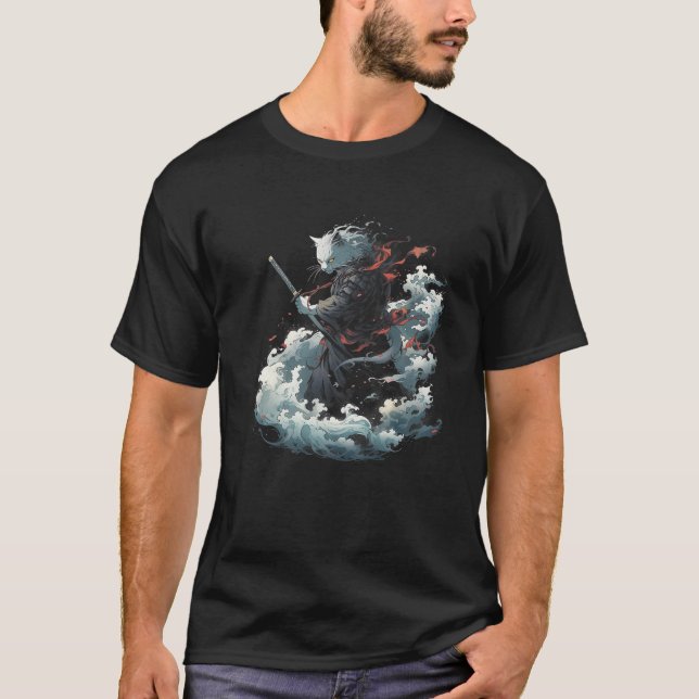 Samurai Katzenanimation japanische Ninja Krieger Ä T-Shirt (Vorderseite)
