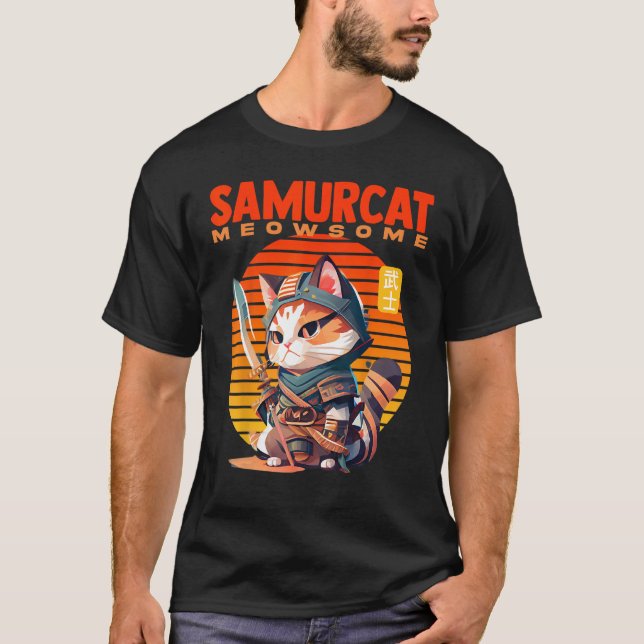 Samurai Kitty's Reich, wo Niedliche Treffpunkte Fi T-Shirt (Vorderseite)
