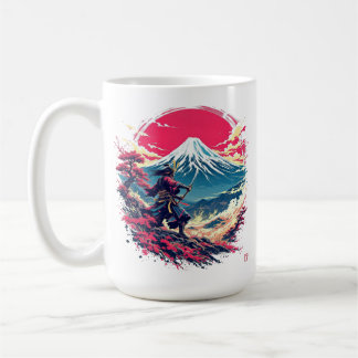 Samurai-Krieger am Berg Fuji Japanische Kunst Kaffeetasse