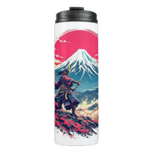 Samurai-Krieger am Berg Fuji Japanische Kunst  Thermosbecher