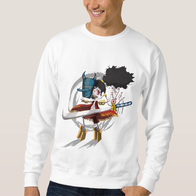 Samurai-Krieger Chibi-Dämonenmaske Sweatshirt (Vorderseite)