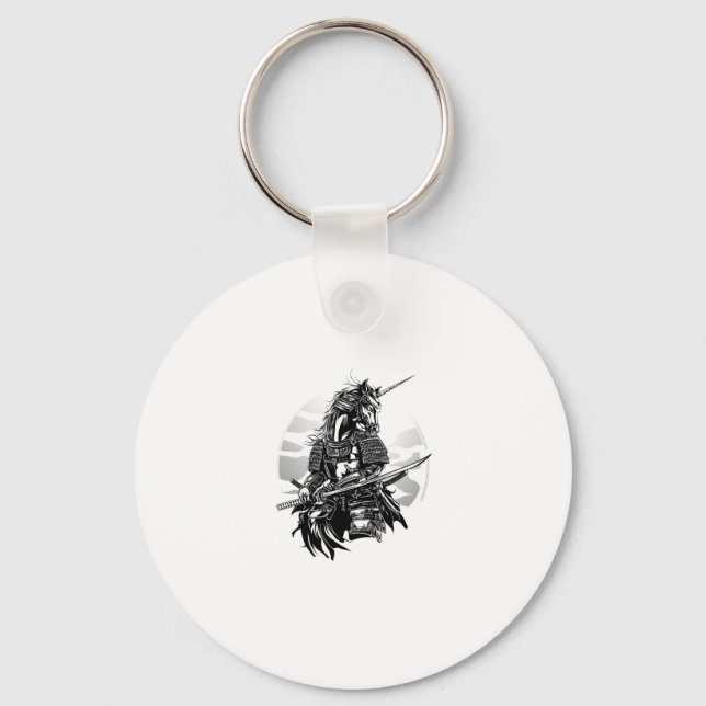 Samurai-Krieger-Einhorn (1) Schlüsselanhänger (Vorderseite)