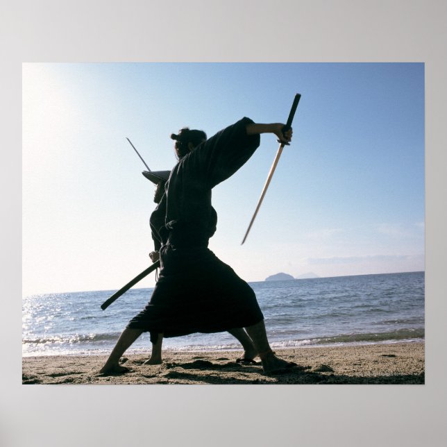 Samurai-Krieger greifen einander an 8 Poster (Vorne)