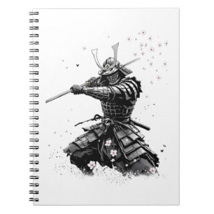 Samurai-Krieger in Aktion Japanische Kunst Keramik Notizblock