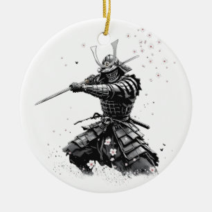 Samurai-Krieger in Aktion Japanische Kunst Keramik Ornament