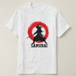 Samurai-Krieger Minimales Rotes Kreis T-Shirt