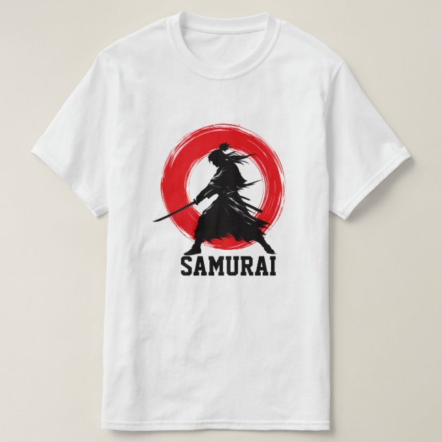 Samurai-Krieger Minimales Rotes Kreis T-Shirt (Design vorne)