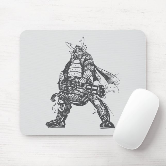 Samurai-Krieger mit Schnellfeuergewehr Mousepad (Mit Mouse)