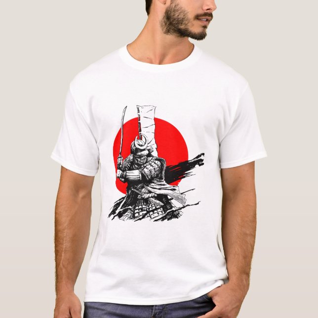 Samurai-Krieger mit Schwert T-Shirt (Vorderseite)