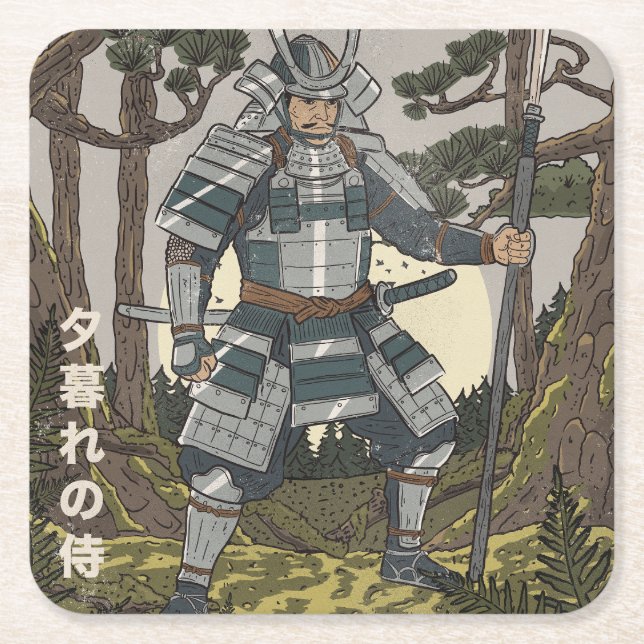 Samurai-Krieger  Rechteckiger Pappuntersetzer (Vorderseite)
