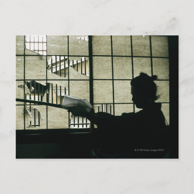 Samurai-Krieger reinigen ein Schwert Postkarte (Vorderseite)