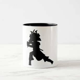 Samurai-Krieger-Silhouette-Tasse Zweifarbige Tasse