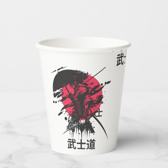 Samurai-Krieger-Tasse – Bushido-Code-Design Pappbecher (Vorderseite)