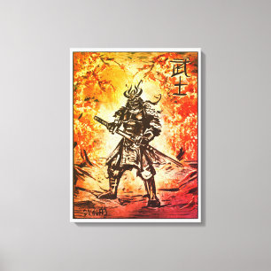 Samurai-Krieger ; Traditionelle japanische Kunst Leinwanddruck