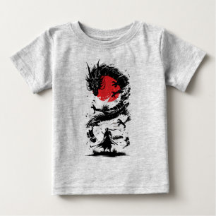 Samurai-Krieger und Drachenkampf Baby T-shirt