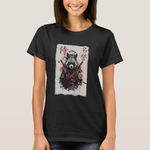 Samurai-Krieger-Waschbär-Grafik, coole japanische T-Shirt