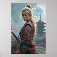 Samurai-Kriegerin mit Katana – japanische Kultur
