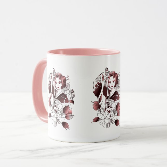 Samurai-Kriegerin Tasse (Vorderseite Links)