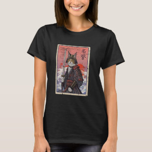 Samurai-Kriegerkatze Grafik, coole japanische Katz T-Shirt