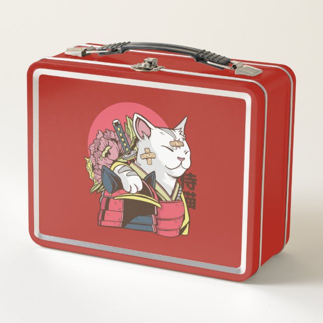Samurai-Kriegerkatze Metall Brotdose (Vorderseite)