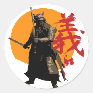 Samurai-Kriegers-Aufkleber Runder Aufkleber
