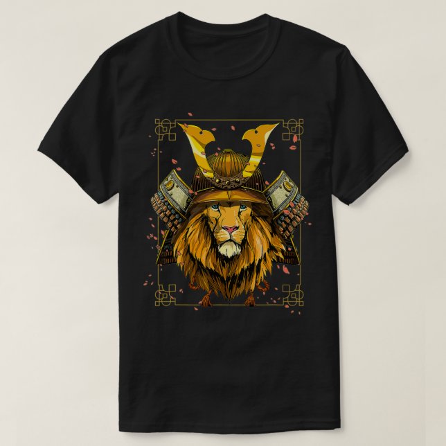 Samurai Lion Warrior Samurai Lion Lovers T-Shirt (Design vorne)