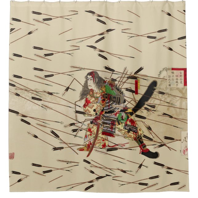 SAMURAI MASATSURA BEKÄMPFT SICH IN DER ARROWS-DUSC DUSCHVORHANG (Vorderseite)