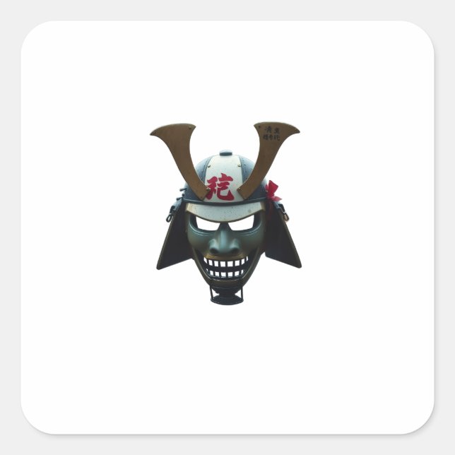 Samurai-Maske Quadratischer Aufkleber (Vorderseite)