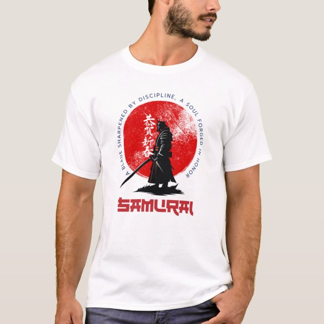 Samurai – Minimalist Warrior T-Shirt mit kulturell (Vorderseite)