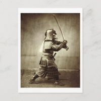 Samurai mit erhöhtem Schwert, c.1860 (Albumen-Druc
